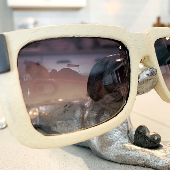 LINDA Farrow Luxe Leather Wrapped & Mat Black Sunglasses - Picture 7 of 11